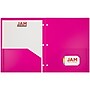 JAM Paper Heavy Duty 3 Hole Punch Two-Pocket Plastic Folders, Fuchsia Pink, 6/Pack (383HHPFUB)~#|#~sp71001476_sc7
