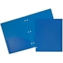 JAM Paper Heavy Duty 3 Hole Punch Two-Pocket Plastic Folders, Blue, 6/Pack (383HPBBUB)~#|#~sp71001479_sc7