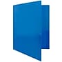 JAM Paper Heavy Duty 3 Hole Punch Two-Pocket Plastic Folders, Blue, 6/Pack (383HPBBUB)~#|#~sp71001482_sc7