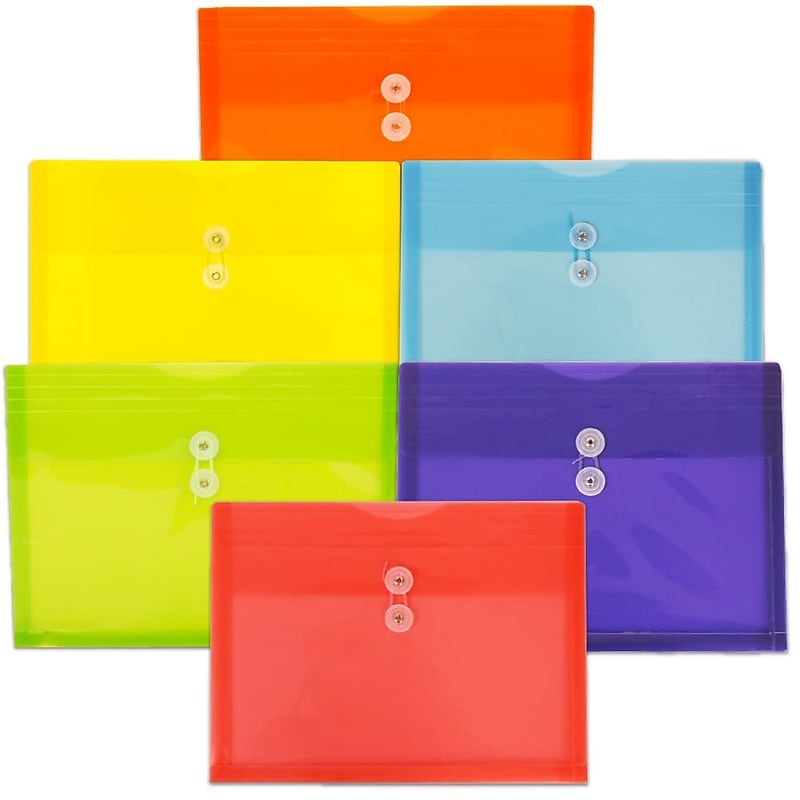 JAM Paper Standard Plastic Filing Envelope, Letter, Assorted Colors, 6/Pack (218B1RGBOYP) image 1