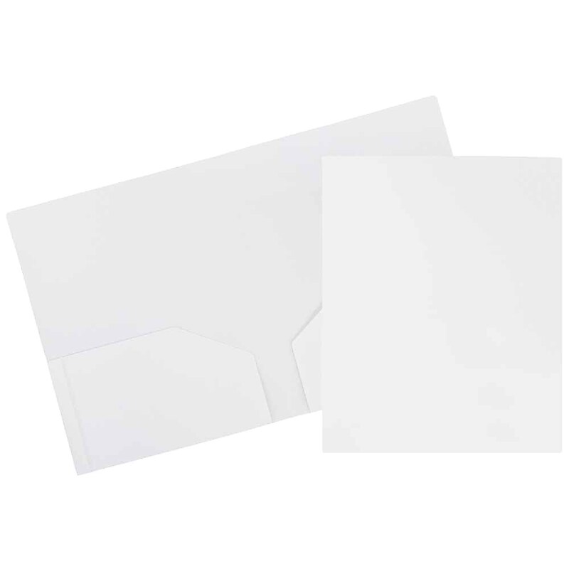 JAM Paper Heavy Duty Two-Pocket Plastic Folders, White, 6/Pack (383HWHD) image 1