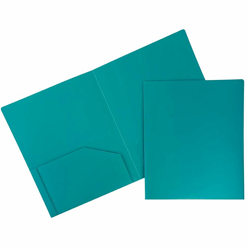 JAM Paper Heavy Duty 2-Pocket Folder, Teal Blue, 6/Pack (383hted) image 1