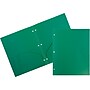JAM Paper Heavy Duty 3 Hole Punched 2 Pocket Plastic Folders, Green, 108/pack (383HHPGRA)~#|#~sp71001523_sc7