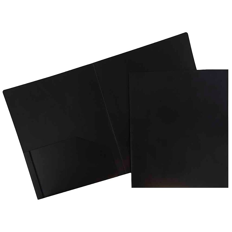 JAM Paper Heavy Duty Two-Pocket Plastic Folders, Black, 6/Pack (57406D) image 1