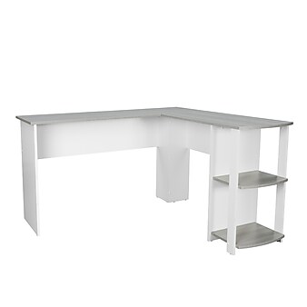 Techni Mobili 51" Mixed Materials L-Shaped Desk, Gray (RTA-8413L-GRY)