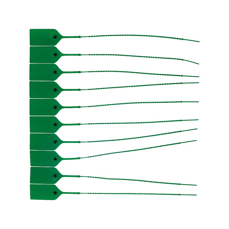 Cambridge Security Seals Adjustable One-Piece Seals, 9", Green, 10/Strip, 100 Strips/Carton (OPS20883) image 1