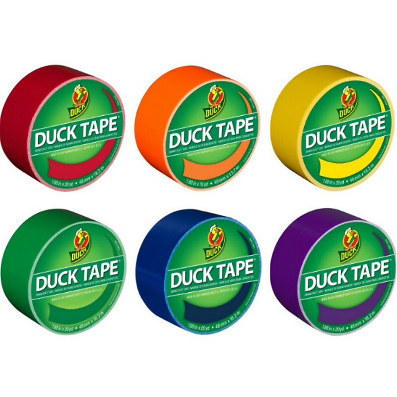 Duck Heavy Duty Duct Tapes, Assorted Colors, 6 Rolls/Pack (DUCKRNBW6PK-STP) image 1