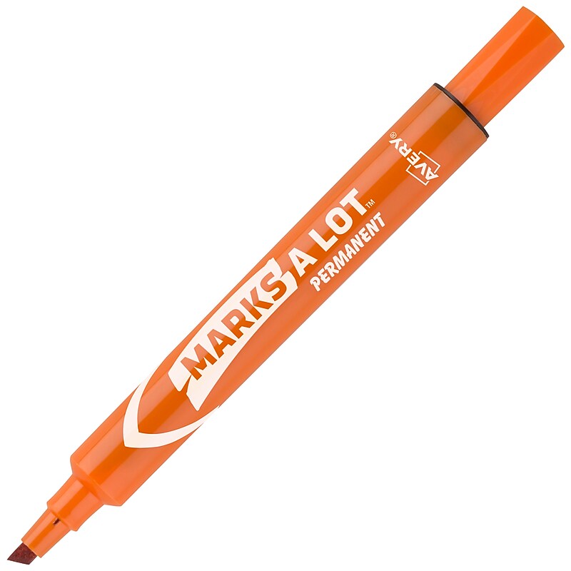Avery Marks-A-Lot Large Desk-Style Permanent Markers, Chisel Tip, Orange, 12/Pack (08883) image 1
