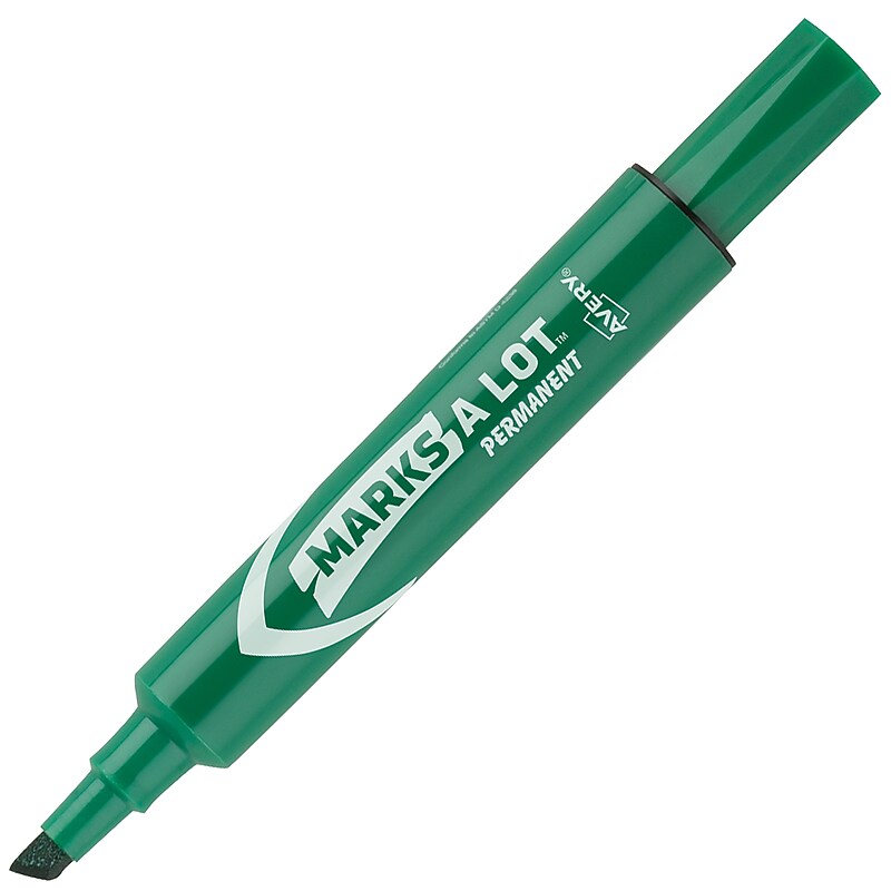 Avery Marks A Lot Tank Permanent Markers, Chisel Tip, Green, 12/Pack (AVE07885) image 1