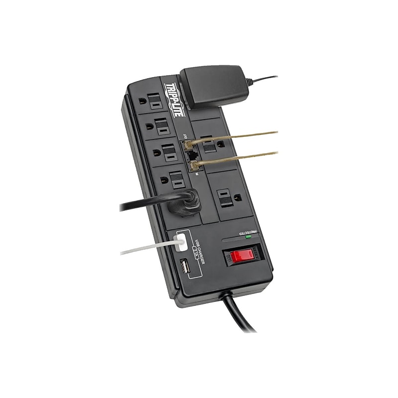 Tripp Lite 10 Outlet Home/Office, 8' Cord, 1800 Joules (TLP88TUSBB) image 1