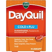 Vicks DayQuil Cold & Flu Multi-Symptom Relief LiquiCaps, 16 Count (01442)