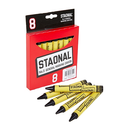 Crayola Staonal Marking Crayons, Black, 8/Box (52-0002-2-051