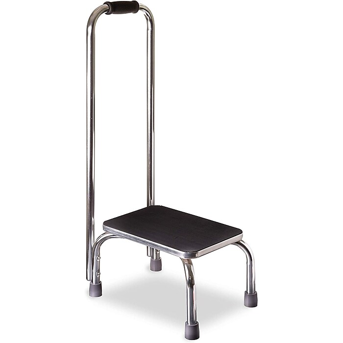 Briggs Healthcare Duro Med Foot Stool with Support Handle Steel Black 539 1902 0099 Staples