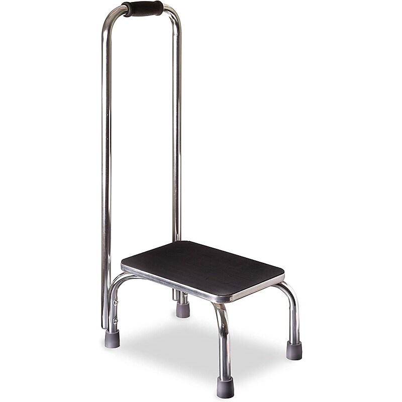 Briggs Healthcare Duro-Med Foot Stool with Support Handle, Steel, Black (539-1902-0099) image 1
