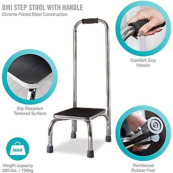 Briggs Healthcare Duro-Med Foot Stool with Support Handle, Steel, Black (539-1902-0099)