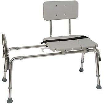 DMI® 19" - 23" x 19" Heavy-Duty Sliding Transfer Bench with Cut-Out Seat, White (522-1734-1900)