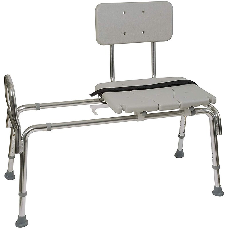 DMI® 19" - 23" x 19" Heavy-Duty Sliding Transfer Bench with Cut-Out Seat, White (522-1734-1900) image 1