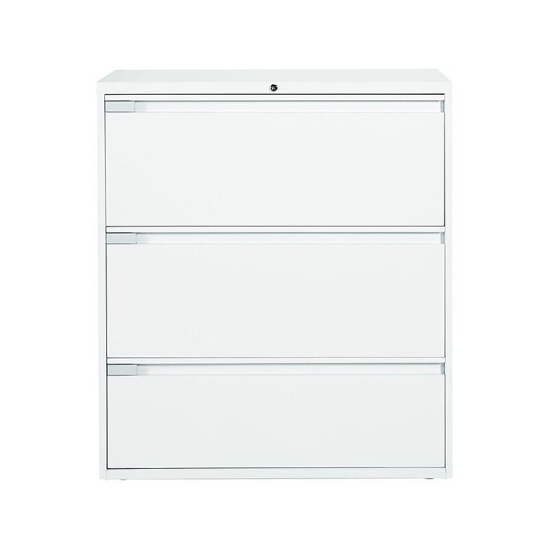 Global 9300 Plus Series 3-Drawer Lateral File Cabinet, Locking, Letter/Legal, Designer White, 36" (TD9336P3F1HDWT) image 1