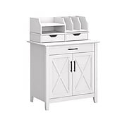 Bush Furniture Key West 30" Secretary Desk with Storage and Desktop Organizers, Pure White Oak (KWS011WT)