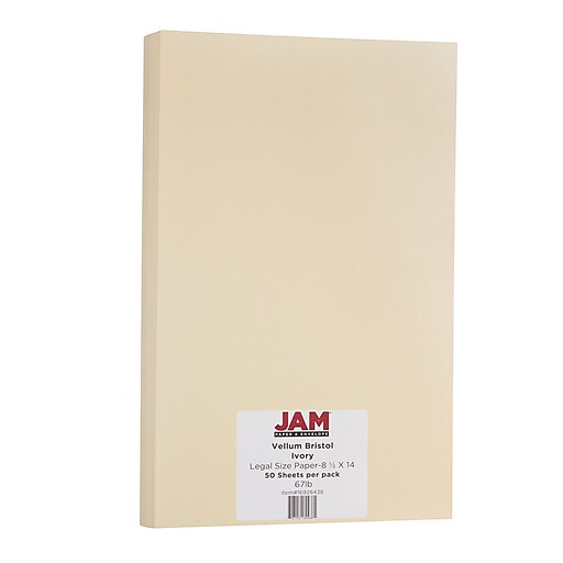 JAM Paper 67 lb. Cardstock Paper, 8.5" x 14", Ivory, 50 Sheets/Pack