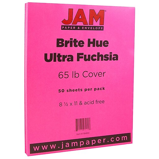 JAM Paper Bright Hue 65 lb. Cardstock Paper, 8.5" x 11", Ultra Fuchsia