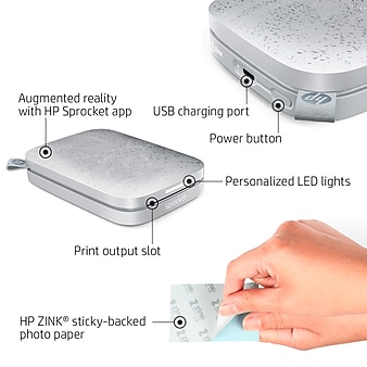 HP Sprocket 200 Mobile Bluetooth Color Inkjet Printer, Luna Pearl (1AS85A#B1H)