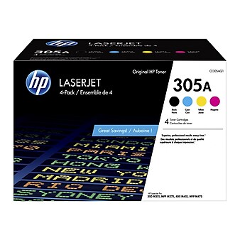 HP 305A Black/Cyan/Magenta/Yellow Standard Yield Toner Cartridge, 4/Pack