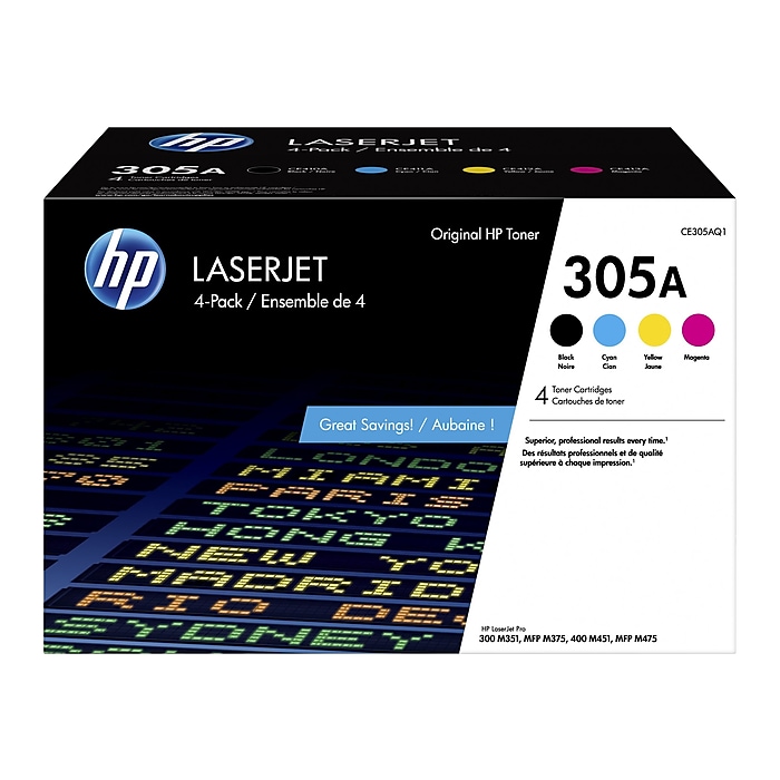 HP 305A Black/Cyan/Magenta/Yellow Standard Yield Toner HP 305A Black/Cyan/Magenta/Yellow Standard Yield Toner