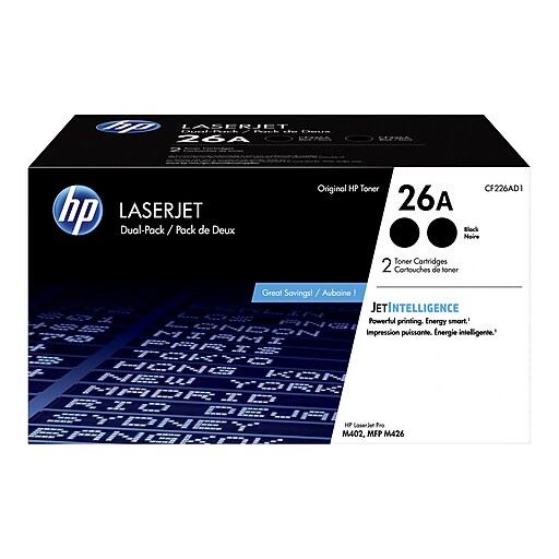 HP 26A Black Standard Yield Toner Cartridge, 2/Pack (CF226AD