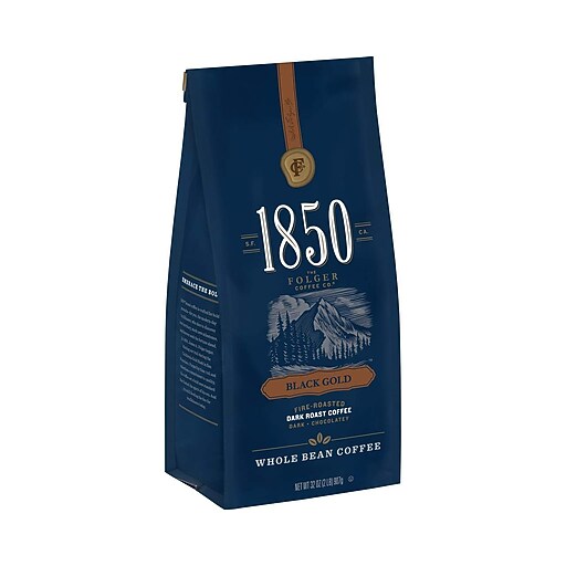 Shop Staples for Folgers 1850 Black Gold Coffee, Dark Roast, Whole Bean