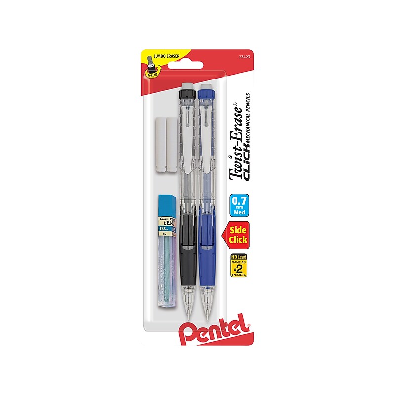 Pentel Twist-Erase CLiCK Mechanical Pencils, No. 2 Assorted Lead, 2/Pack (PD277TLEBP2) image 1