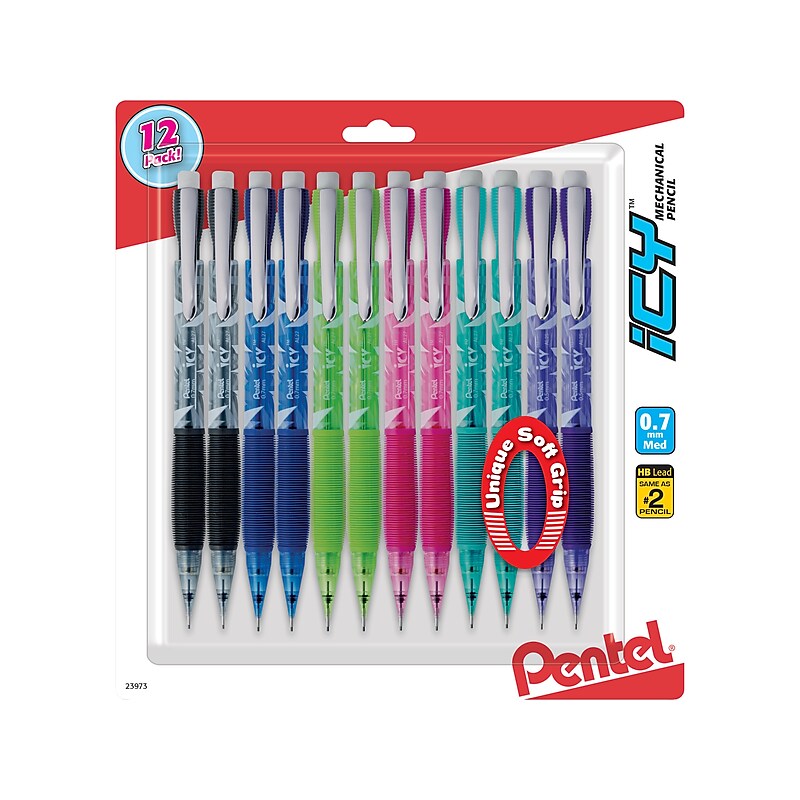 Pentel Icy Mechanical Pencils, No. 2 Medium Lead, Dozen (AL27RDBP12M) image 1