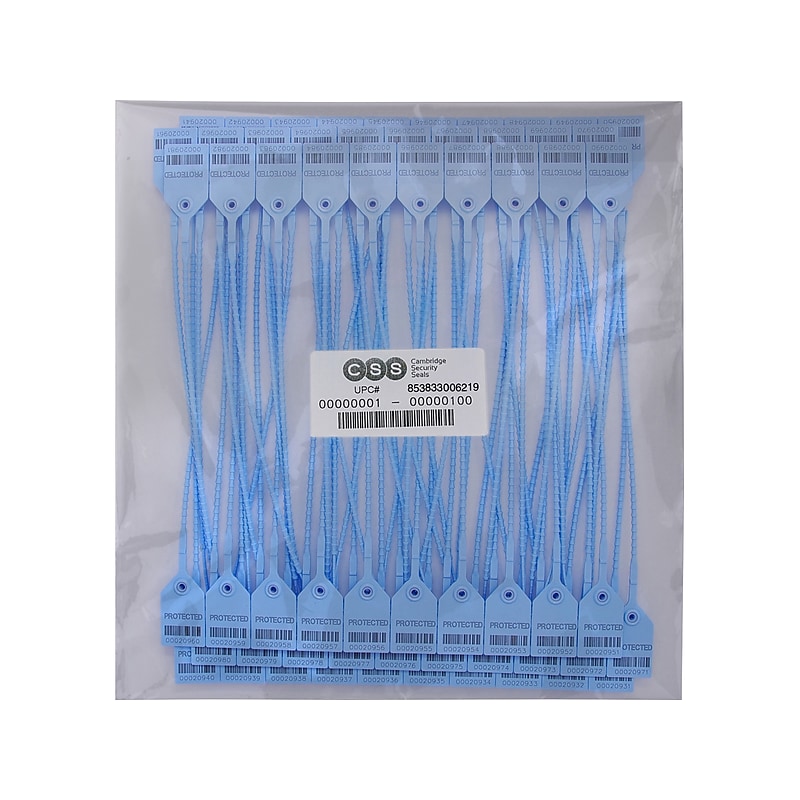 Cambridge Security Seals Heavy Duty Pull Tight Seals, 15", Blue, 100/Carton (HPT13069 LT) image 1