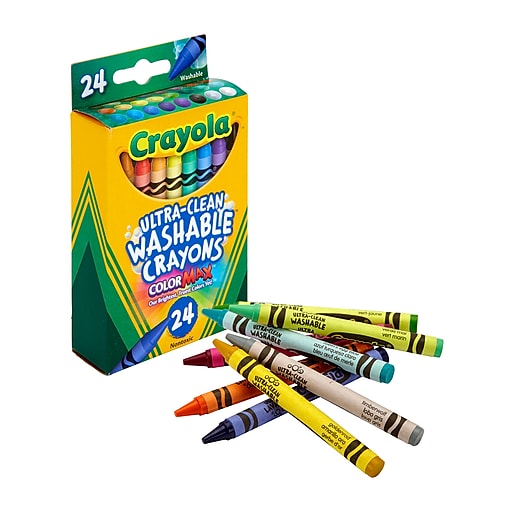 Crayola Washable Ultra Clean Crayons, Assorted Colors, 24/Box (52-6924)