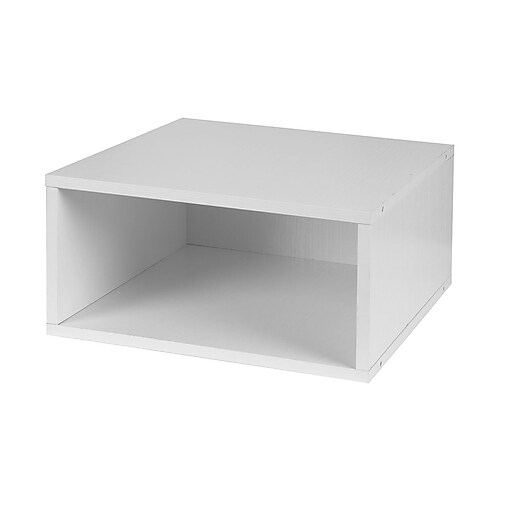 Niche Cubo Half Size Stackable Storage Cube, White Wood Grain (PC1206WH