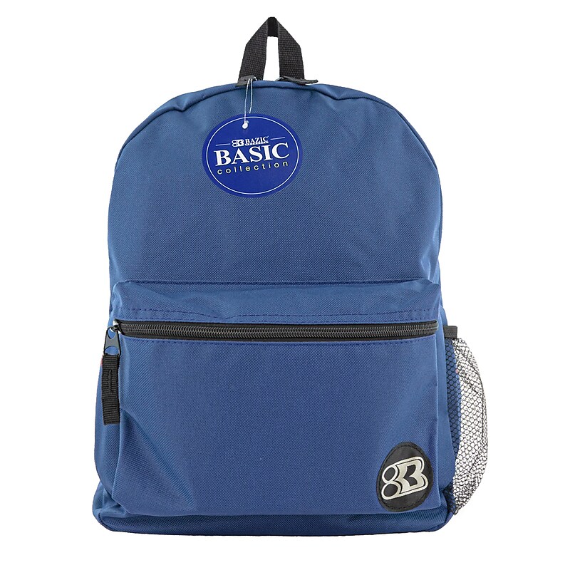 BAZIC Basic Collection Polyester School Backpack, Solid, Blue (BAZ1031) image 1