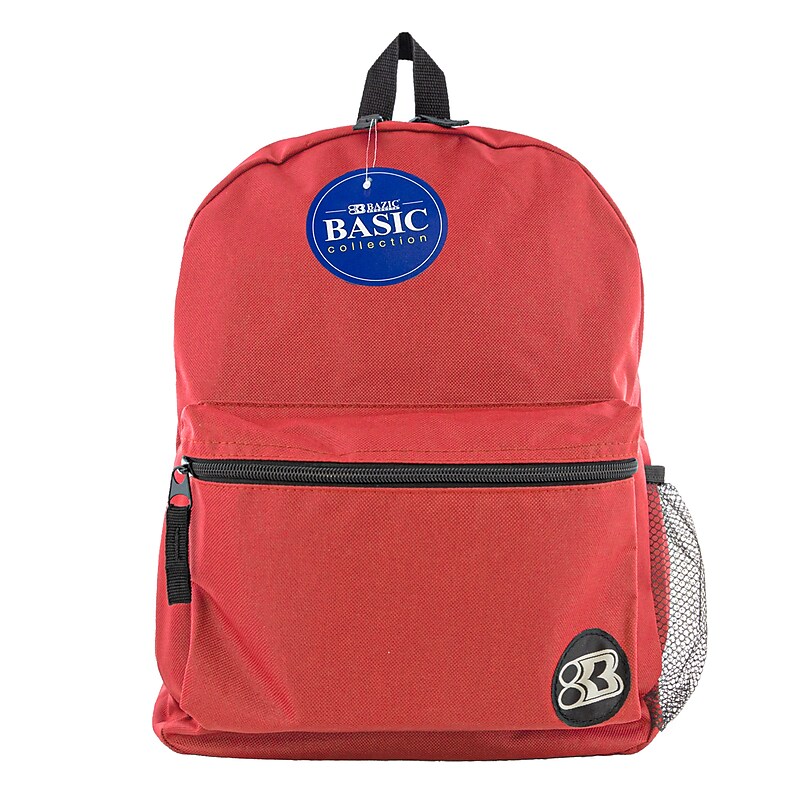 BAZIC Basic Collection Polyester School Backpack, Solid, Red (BAZ1032) image 1