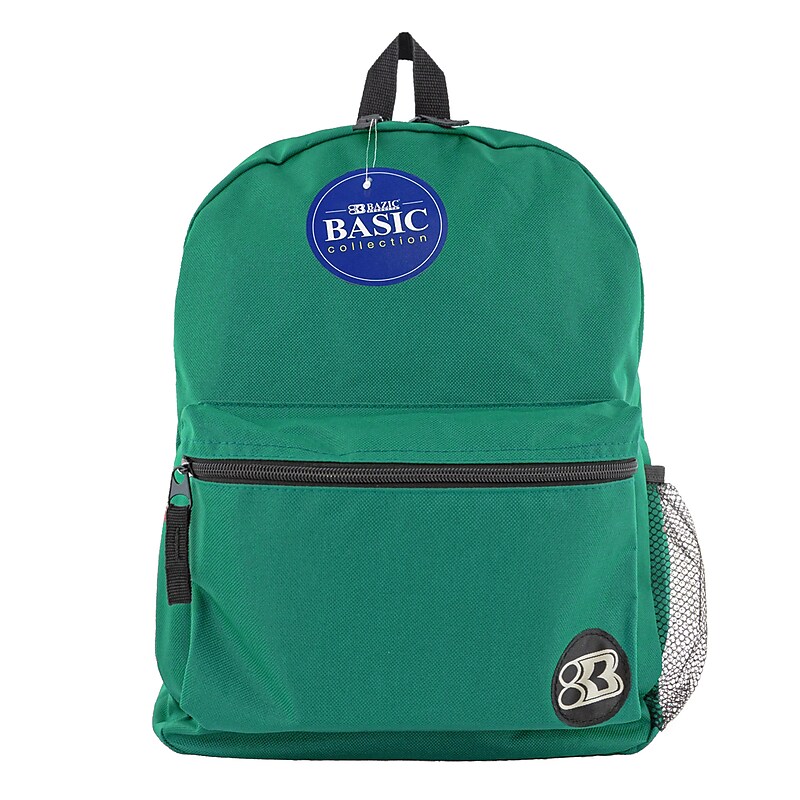 BAZIC Basic Collection Polyester School Backpack, Solid, Green (BAZ1033) image 1