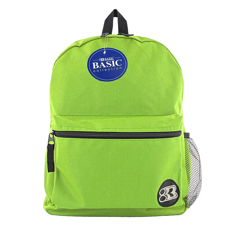 BAZIC Basic Collection Polyester School Backpack, Solid, Lime Green (BAZ1034) image 1