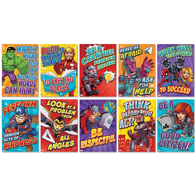 Eureka Marvel Motivational Poster Set Bulletin Board Set, 10/Set (EU-847094) image 1