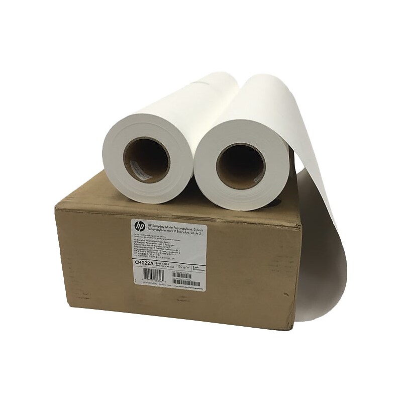 HP Wide Format Polypropylene Paper, 24" x 100', Matte Finish, 2/Carton (CH022A) image 1