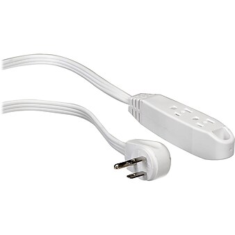 GoGreen Power 15' 3-Outlet Extension Cord, White (GG-19615)