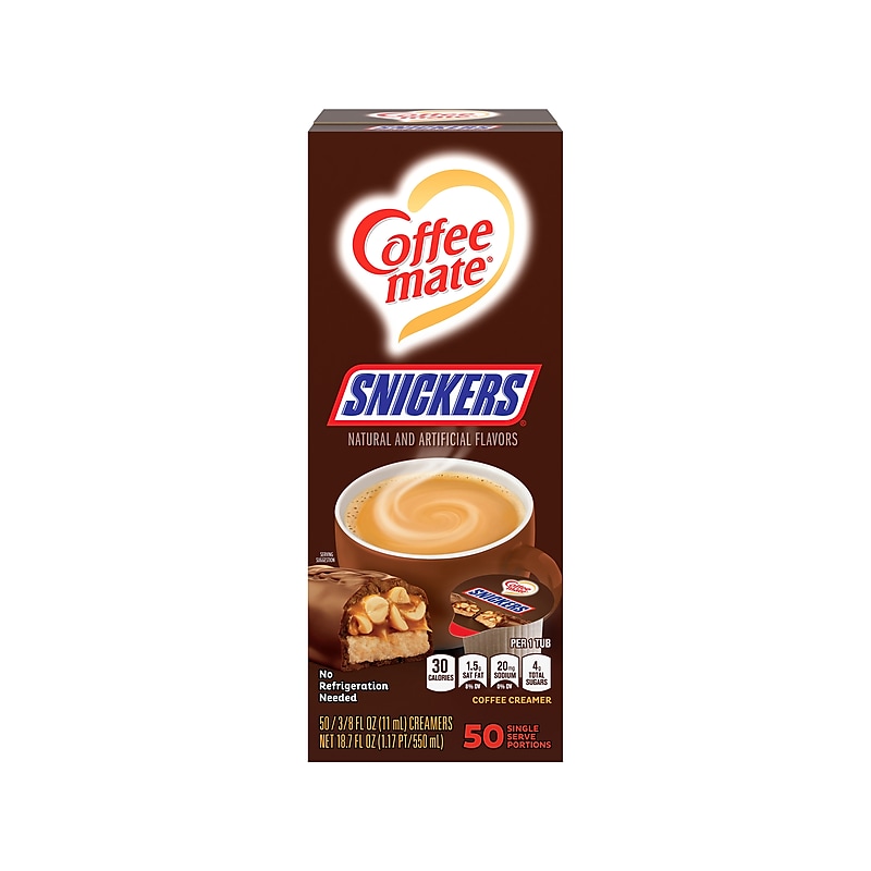 Coffee mate Snickers Liquid Creamer, 0.37 oz., 50/Box (61425) image 1