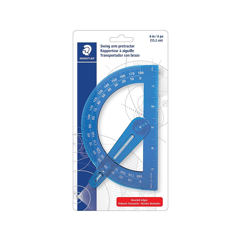 Staedtler Swing Arm Protractor, 6", Blue (56854-15BK) image 1