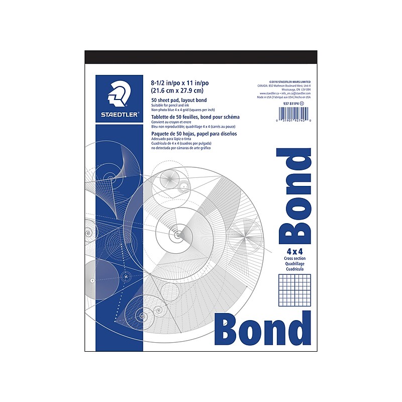 Staedtler Bond Paper, 8.5" x 11", White, 50 Sheets/Pack (937 811P4) image 1
