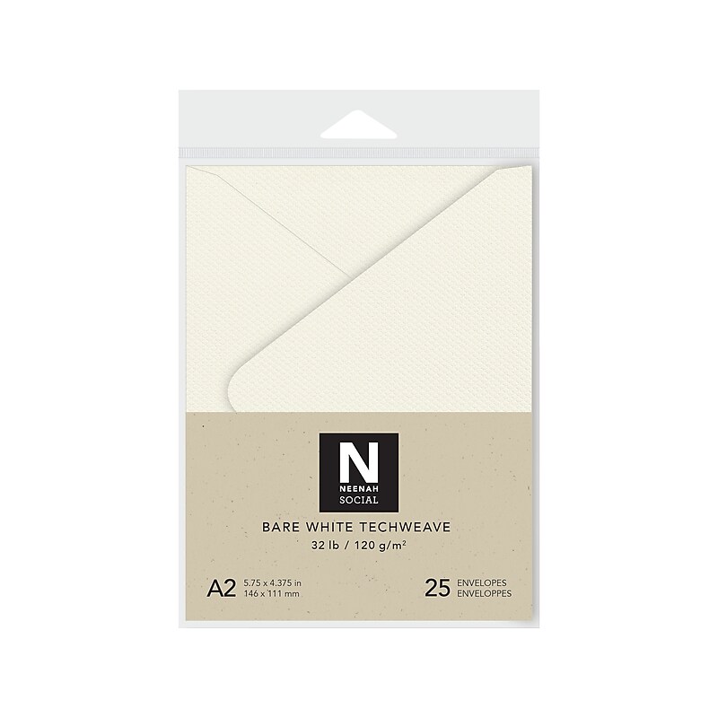 Neenah Paper Social Moistenable Glue A2 Envelope, 5.75" x 4.38", Bare White, 25/Pack (91474) image 1