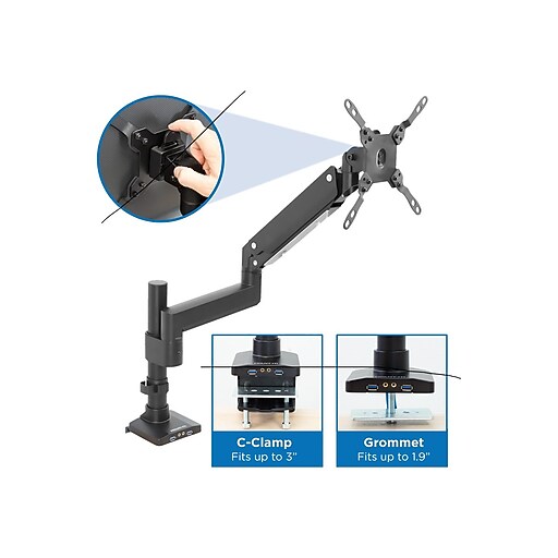 Mountlt! Adjustable Monitor Mount, Up to 35", Black (MI4771) at Staples