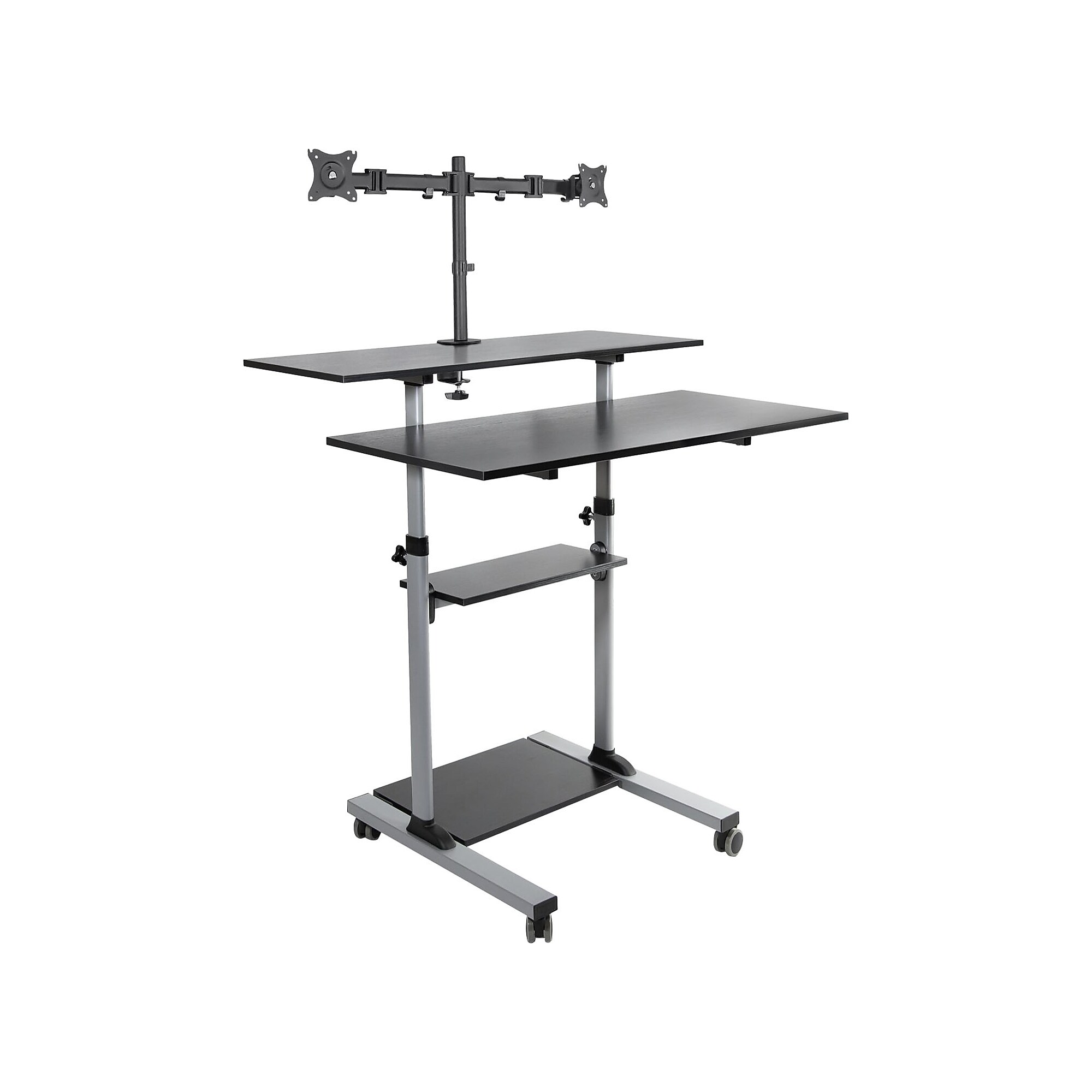 Mount-It! 39.5″W Adjustable Steel Standing Desk with Dual Monitor Mount, Gray/Black (MI-7972) Sansujyuku sansujyuku.com