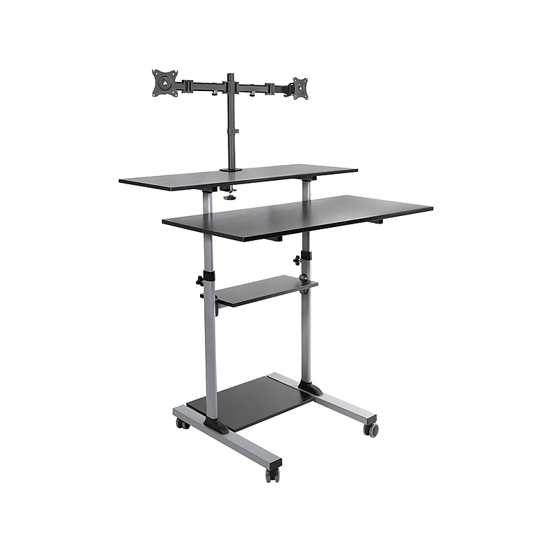 Mount-It! 39.5"W Adjustable Steel Standing Desk with Dual Monitor Mount, Gray/Black (MI-7972) image 1
