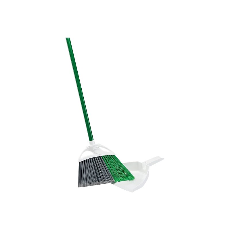 Libman Precision Angle Broom with Dustpan, White/Gray/Green (206) image 1